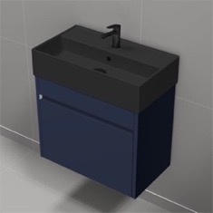 Small Floating Bathroom Vanity, Modern, Blue, 24 inch